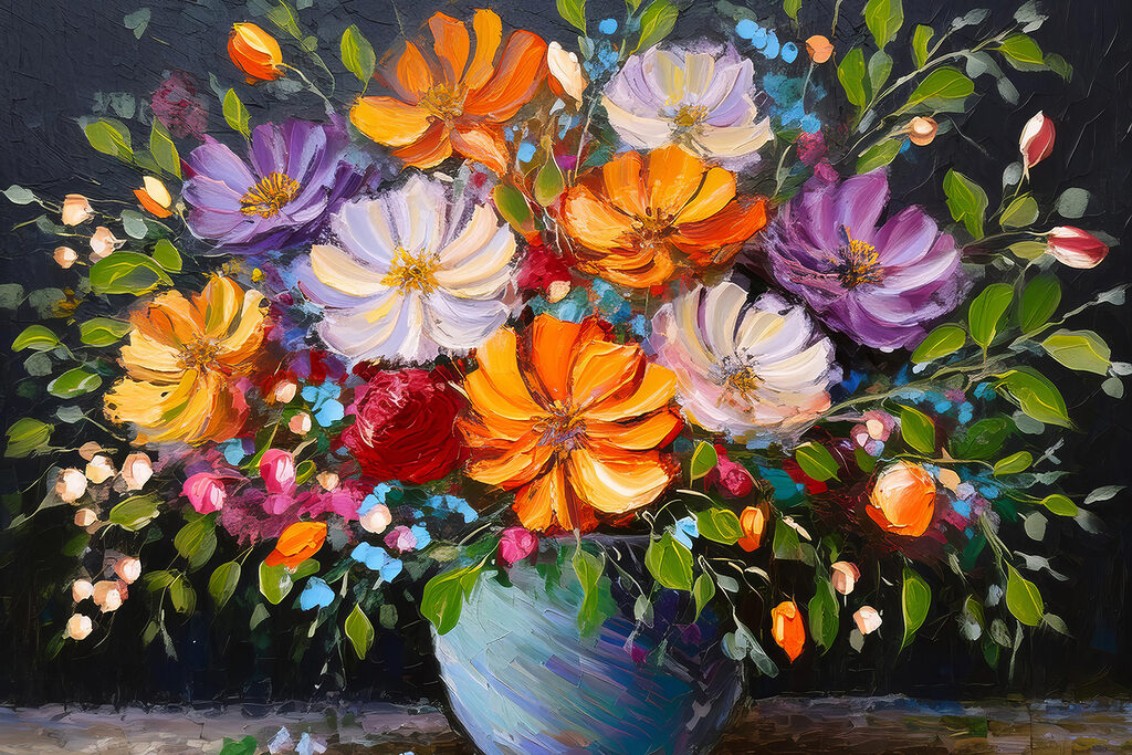 Blumen im Halbdunkel — ganzes Design