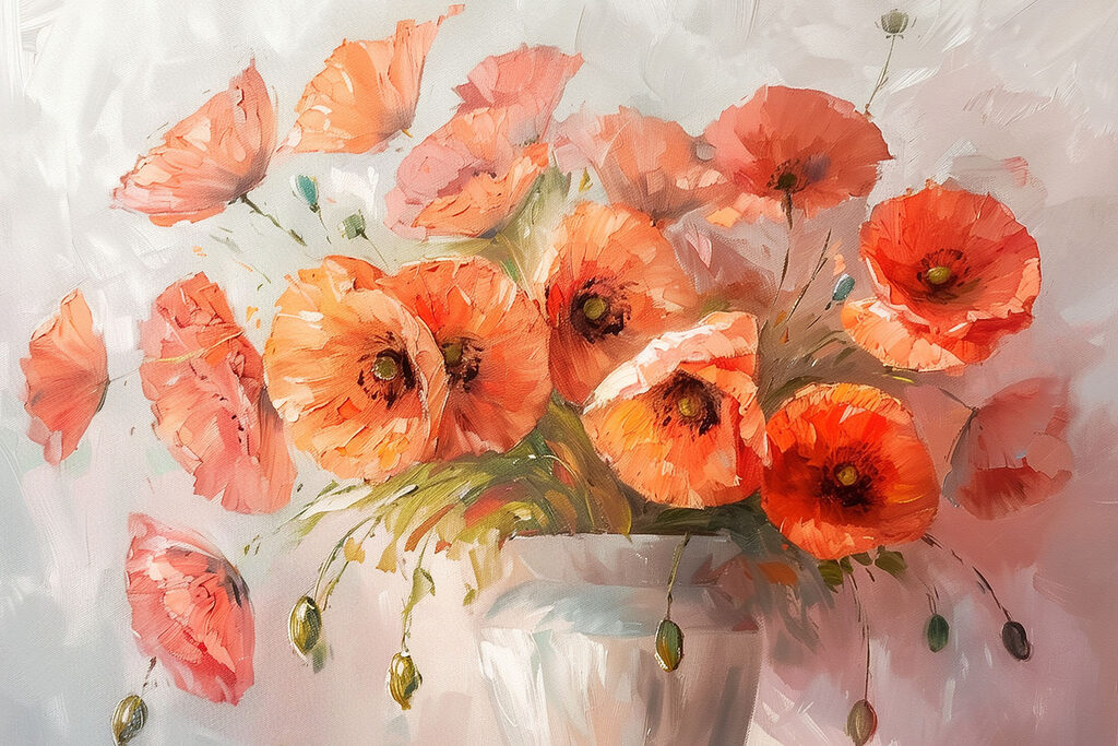 Mohn an feinen Stielen — ganzes Design