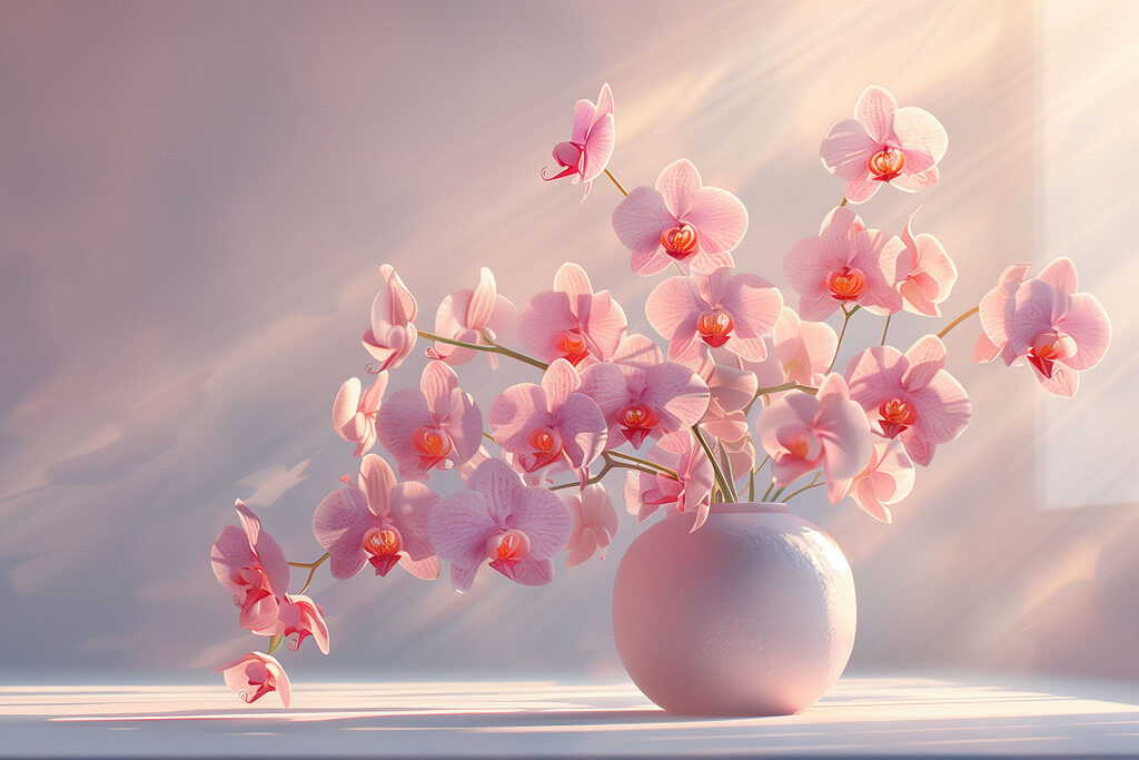 Rosa Orchideen — ganzes Design