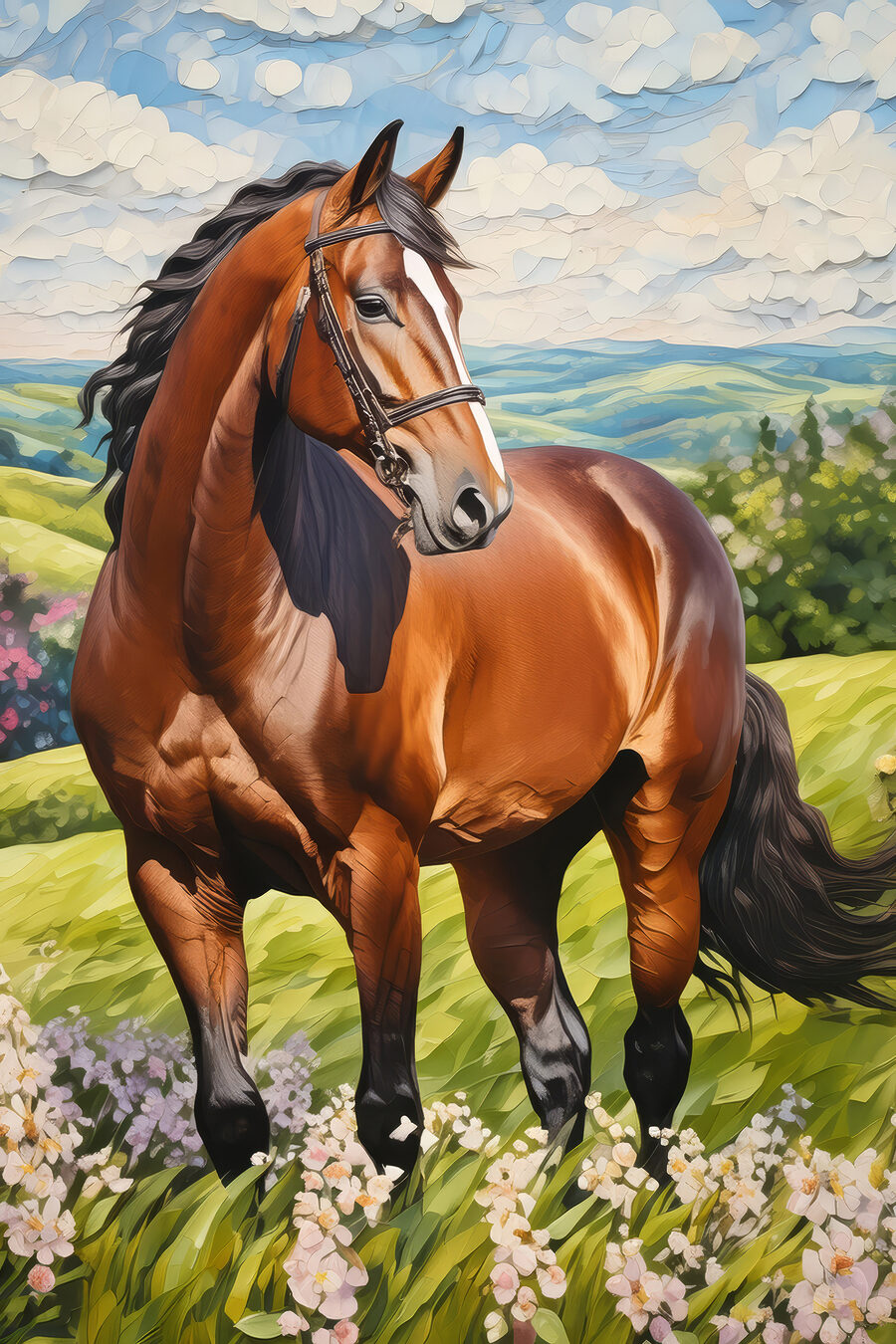 Pferd auf der Weide — ganzes Design