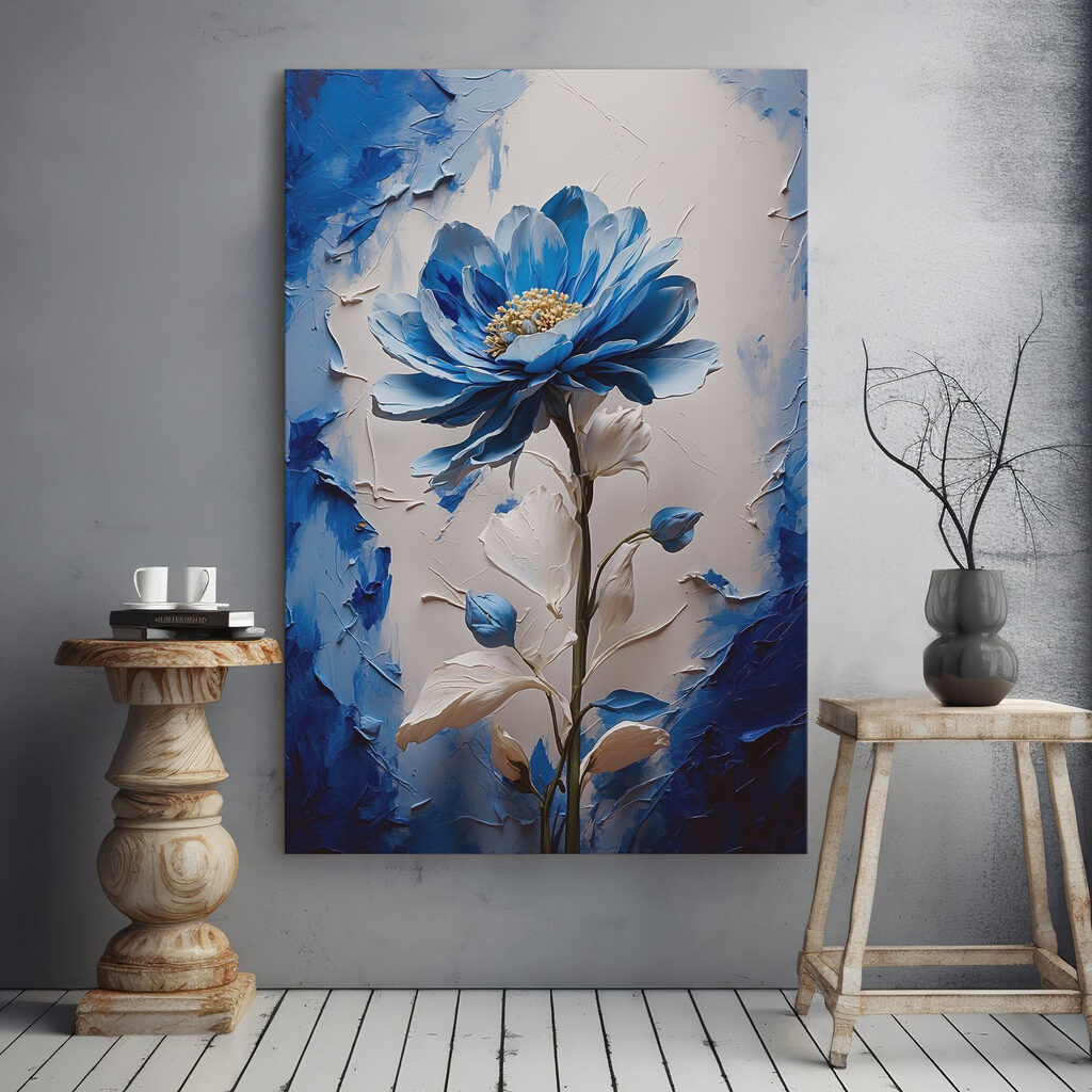 Blaue Blume, weiße Blätter — Interieur 1