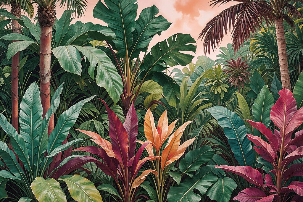 Palmen und Blüten — ganzes Design