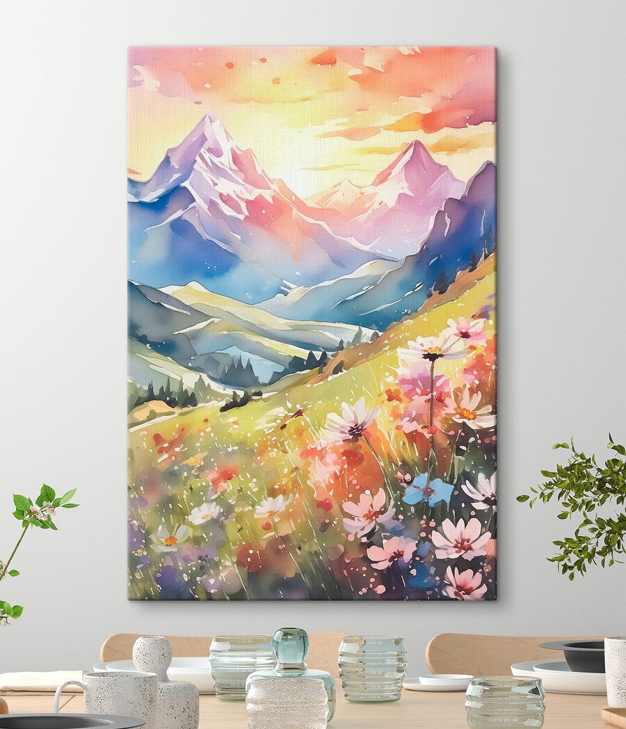 Blumenwiese vor der Bergkette — Interieur 1