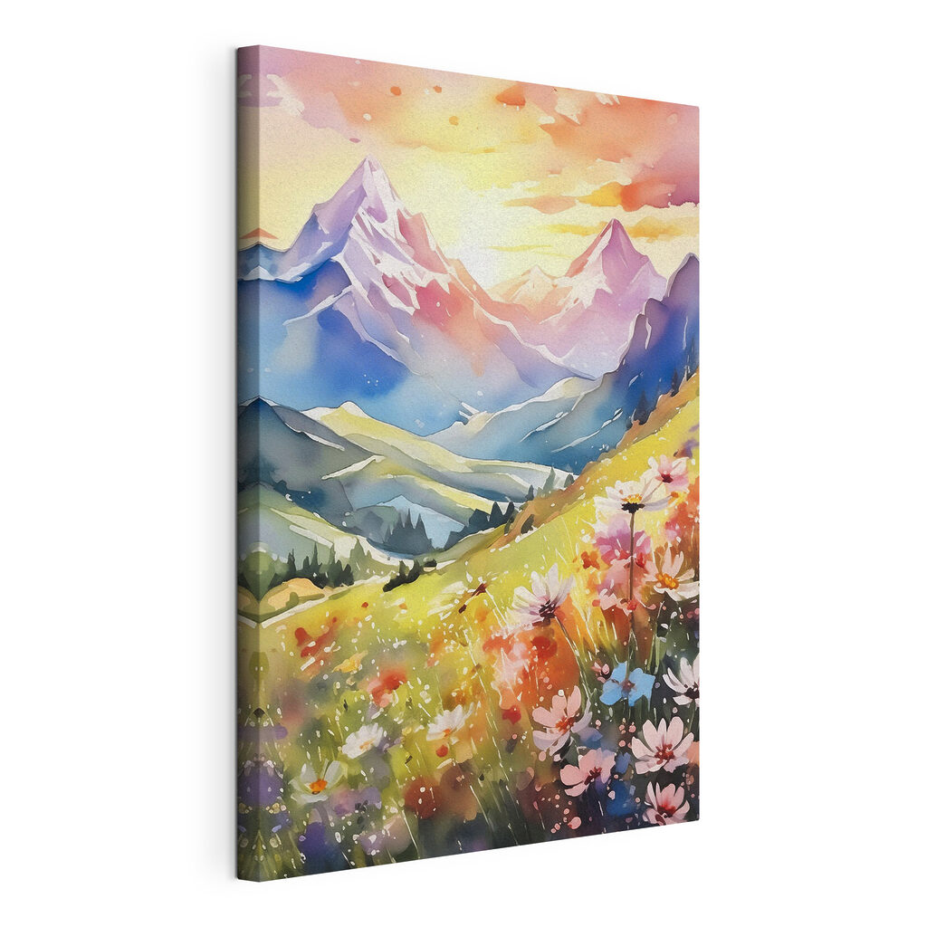 Blumenwiese vor der Bergkette — Produktansicht