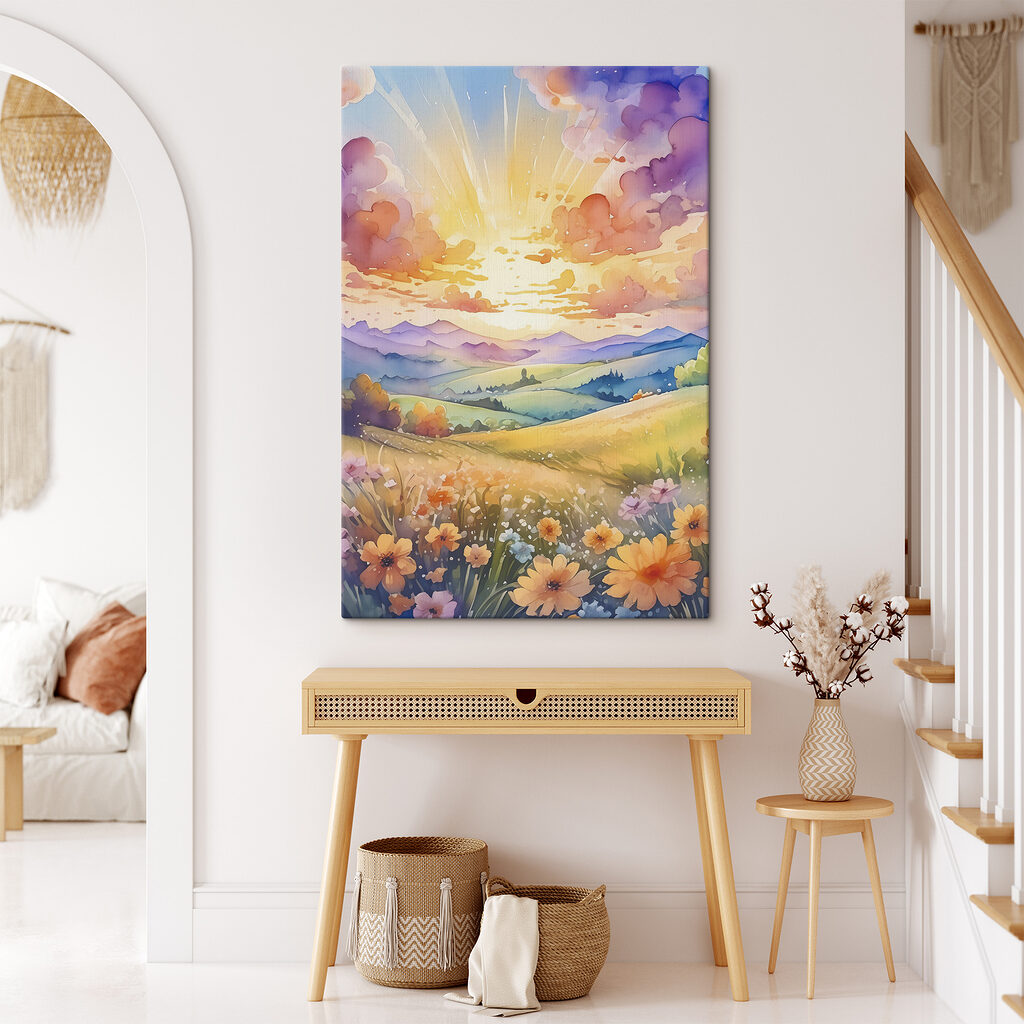 Sonnenaufgang über Blumenfeldern — Interieur 1