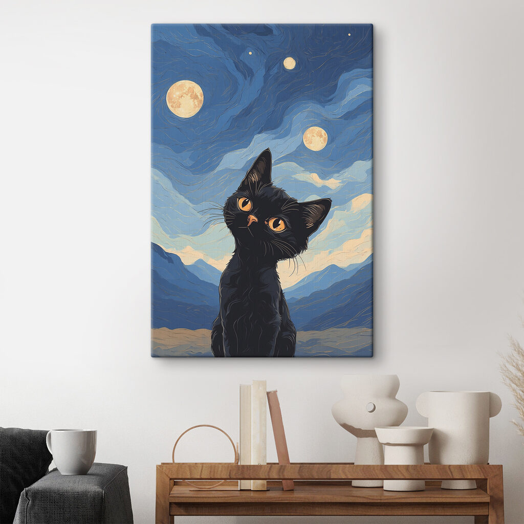 Kätzchen blickt zum Mond — Interieur 2