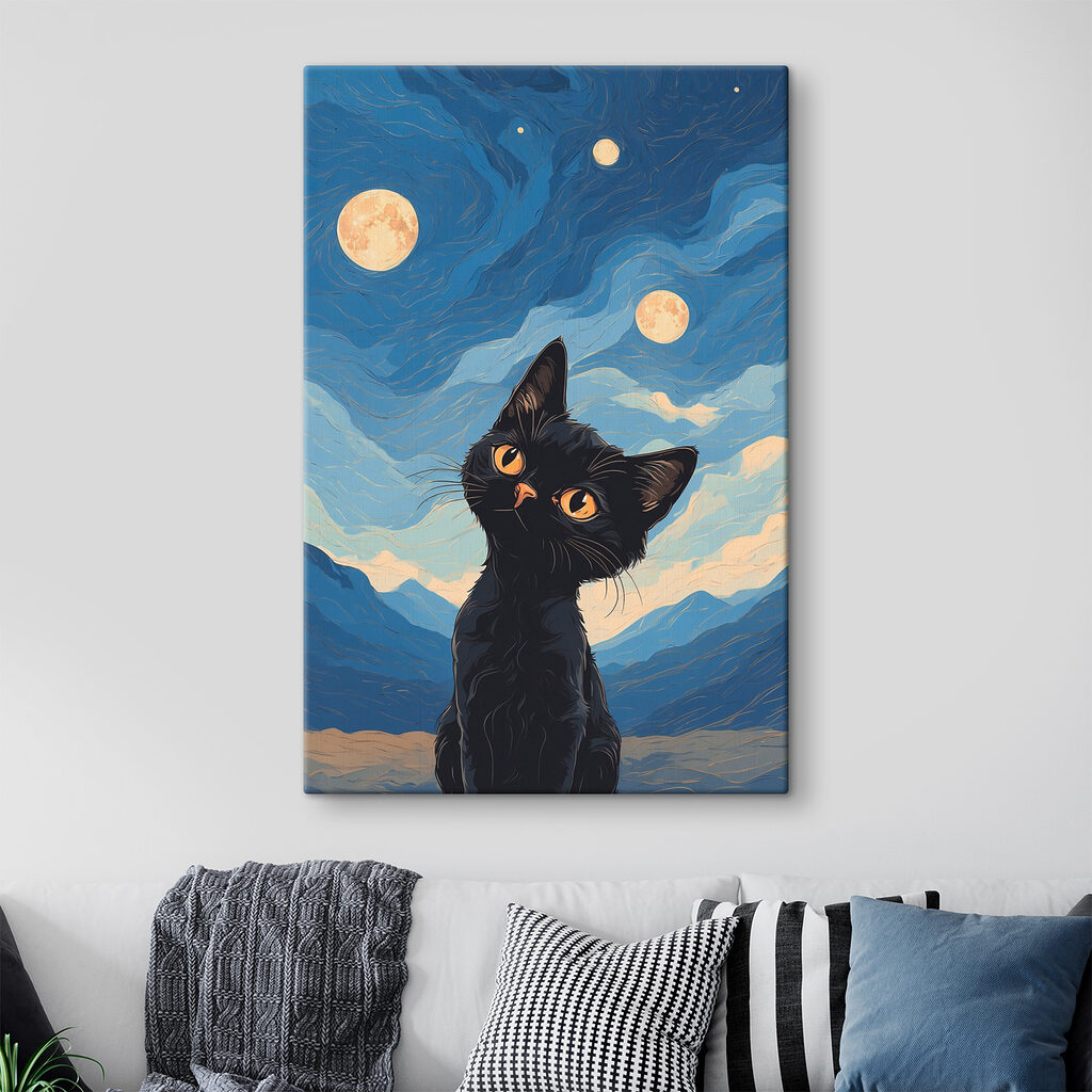 Kätzchen blickt zum Mond — Interieur 1