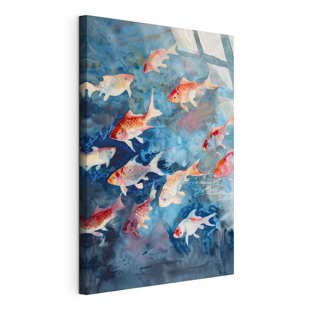 Schwimmende Fische, gespannte Leinwand mit umlaufender Kante