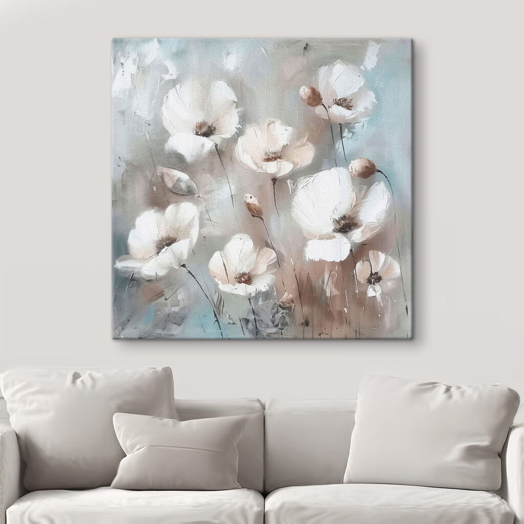 Weiße Blumen in Grautönen — Interieur 1