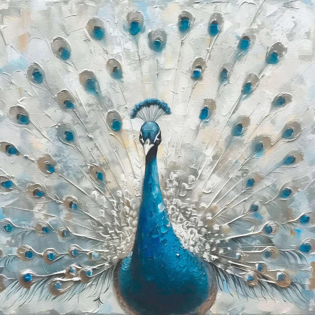 Pfau mit blassem Gefieder — ganzes Design