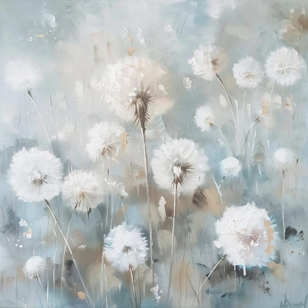 Pusteblumen im Lichtschleier — ganzes Design