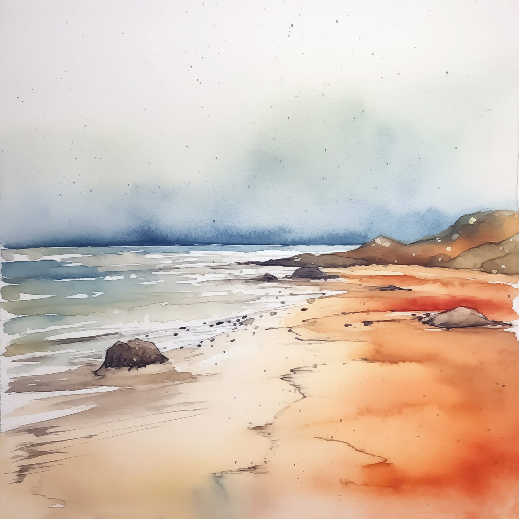 Strand in Aquarell — ganzes Design
