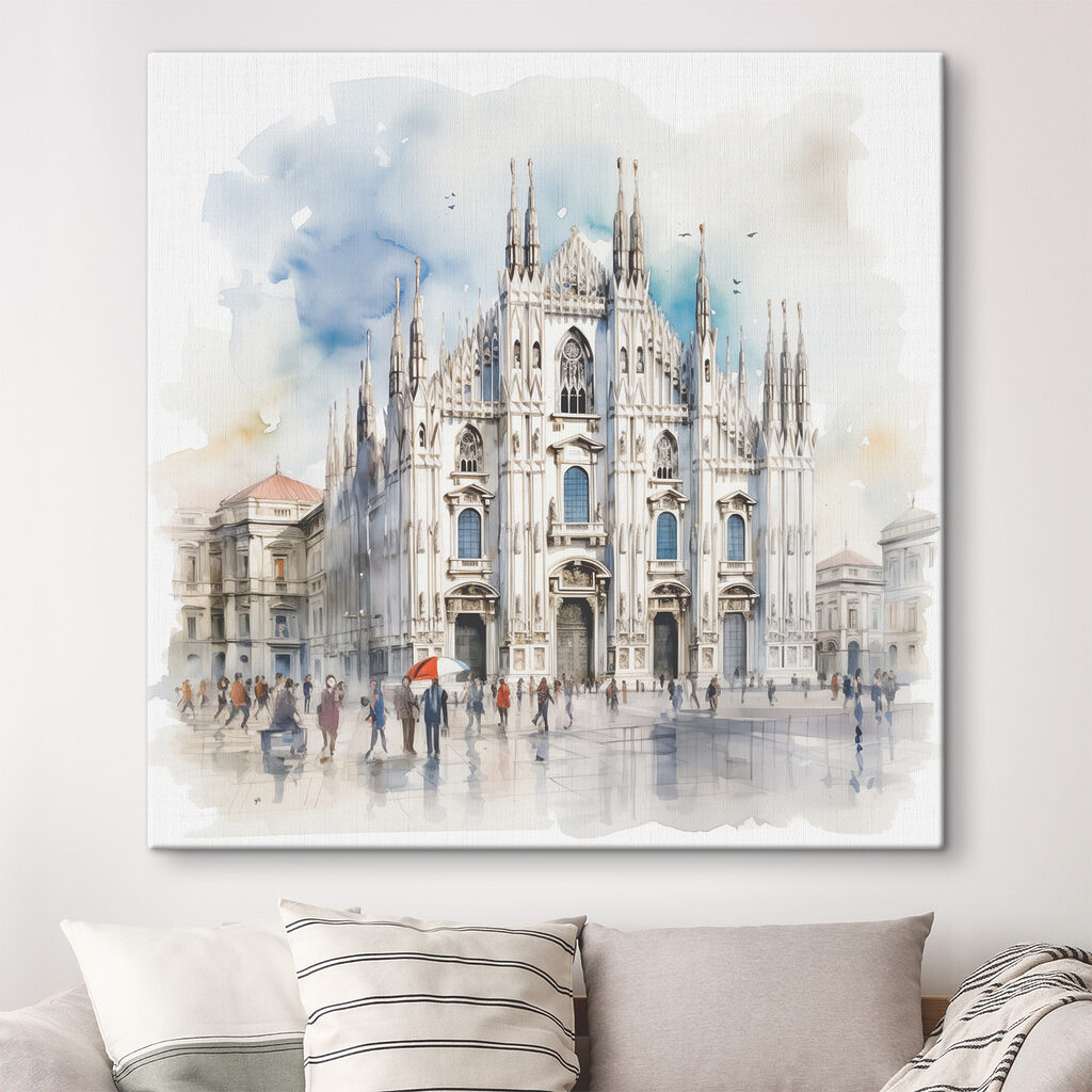 Mailänder Dom in Aquarell in einem Interieur