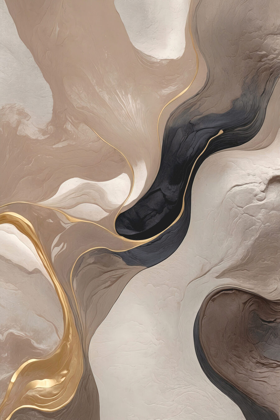 Schwarz fließt durch Sand — ganzes Design