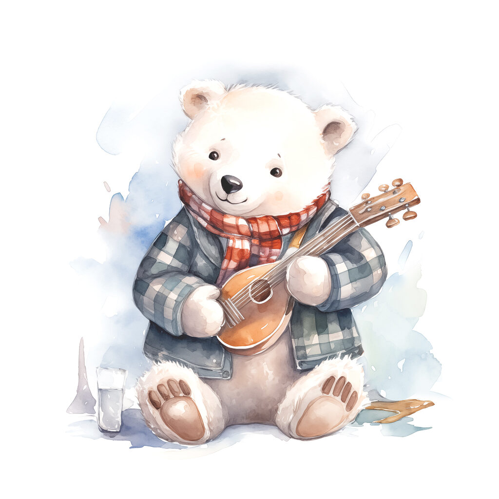 Bärchen mit Ukulele — ganzes Design