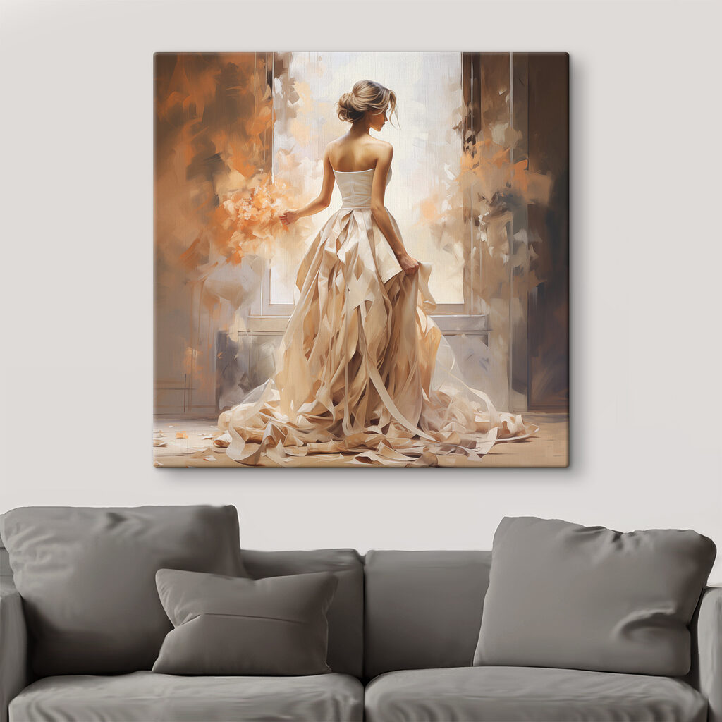 Kleid voller heller Falten in einem Interieur