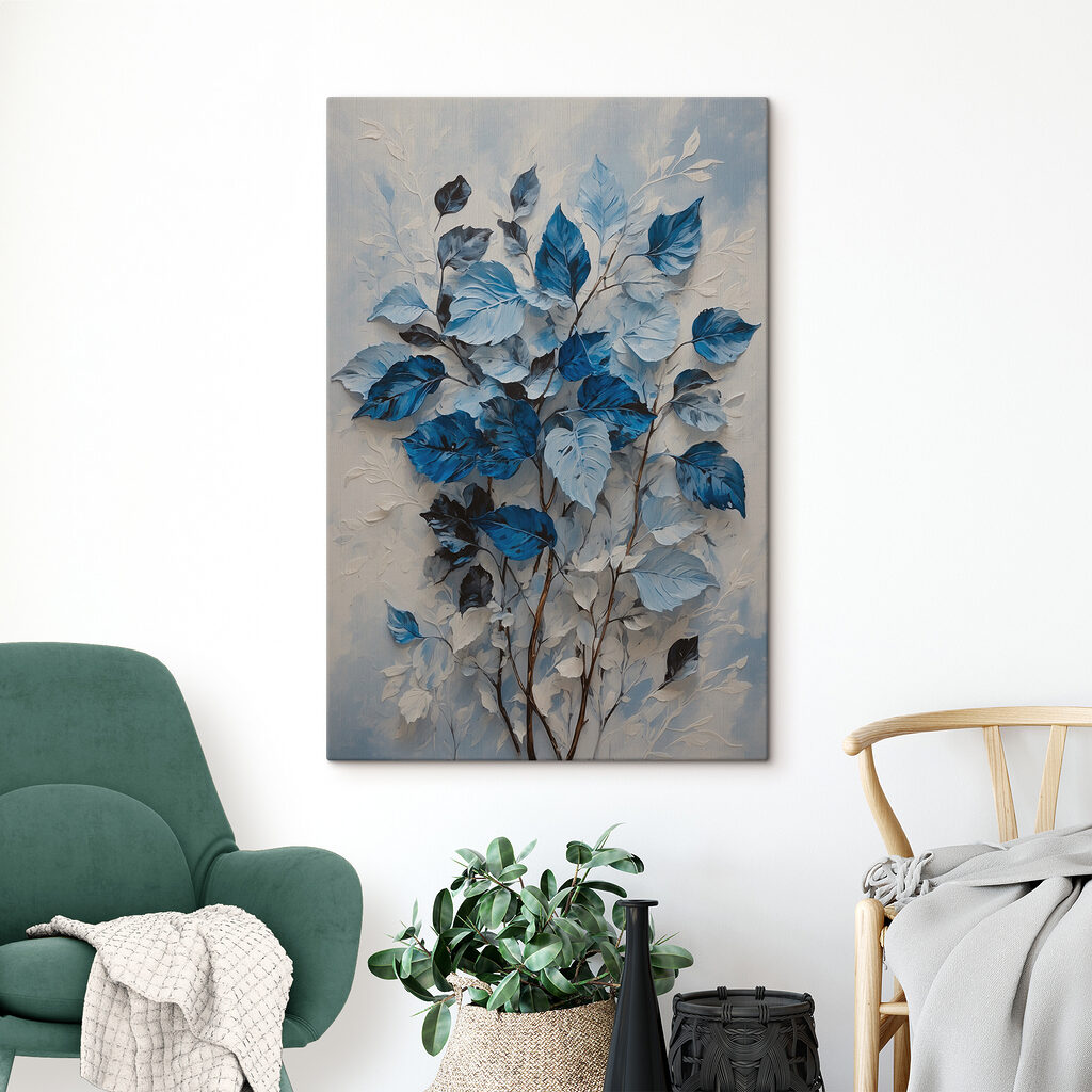 Blaue Blätter auf Grau — Interieur 2