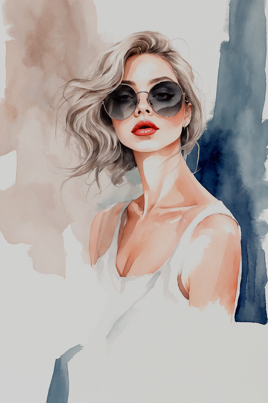 Sonnenbrille in zartem Aquarell — ganzes Design