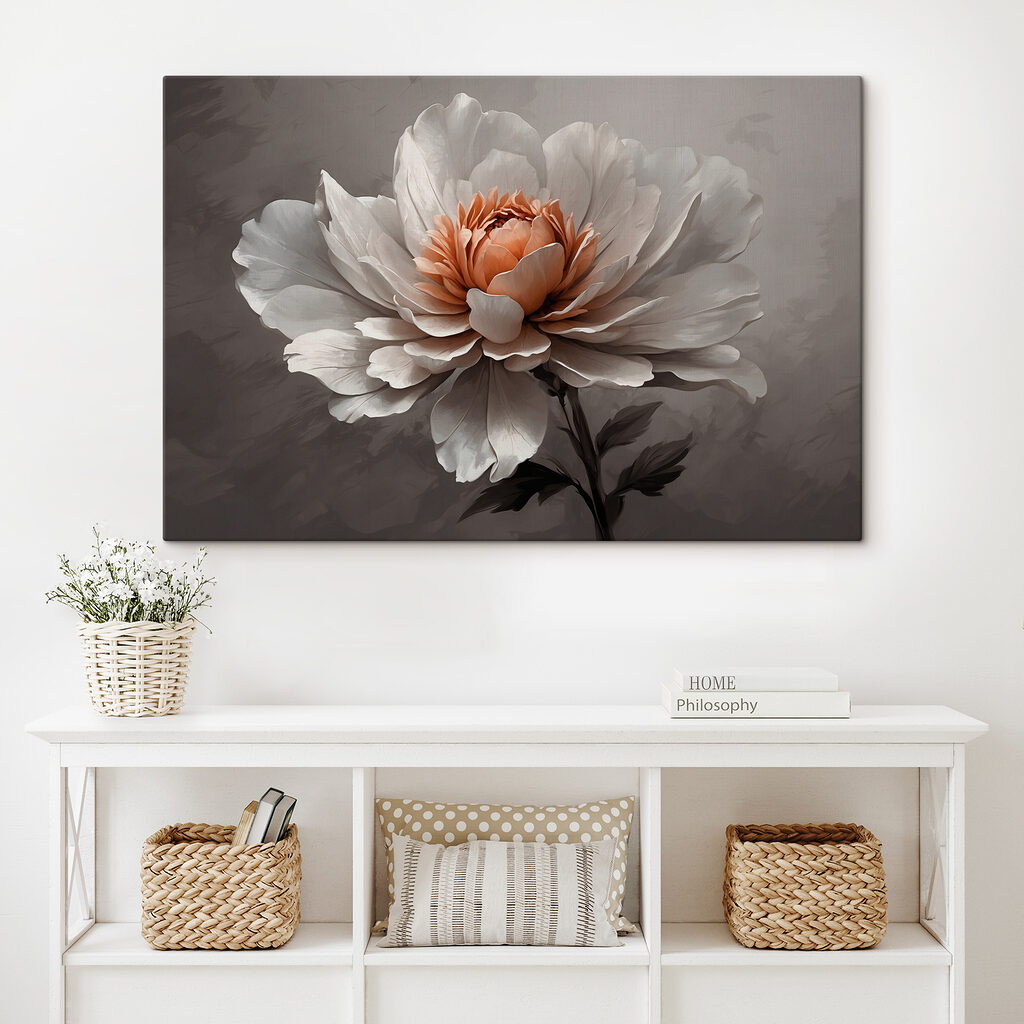 Pfingstrose vor tiefem Grau — Interieur 2