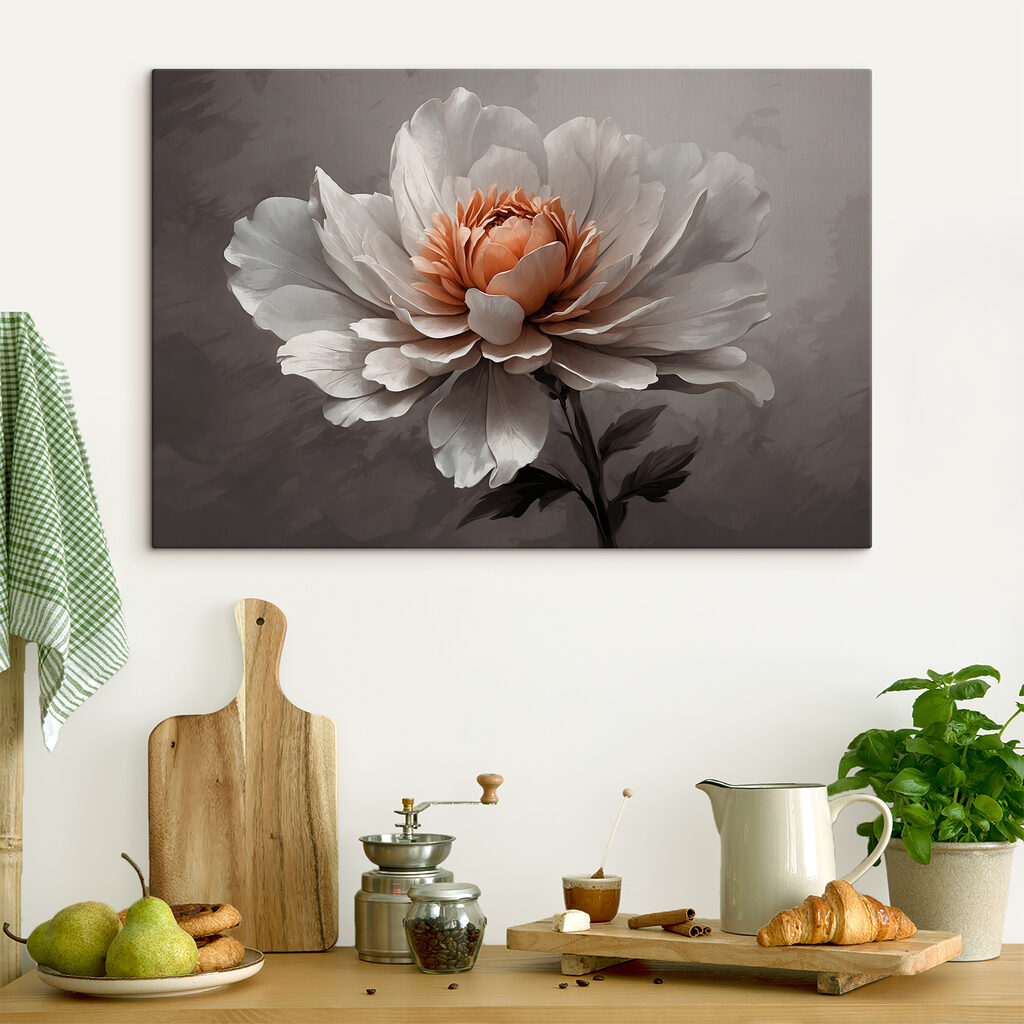 Pfingstrose vor tiefem Grau — Interieur 3