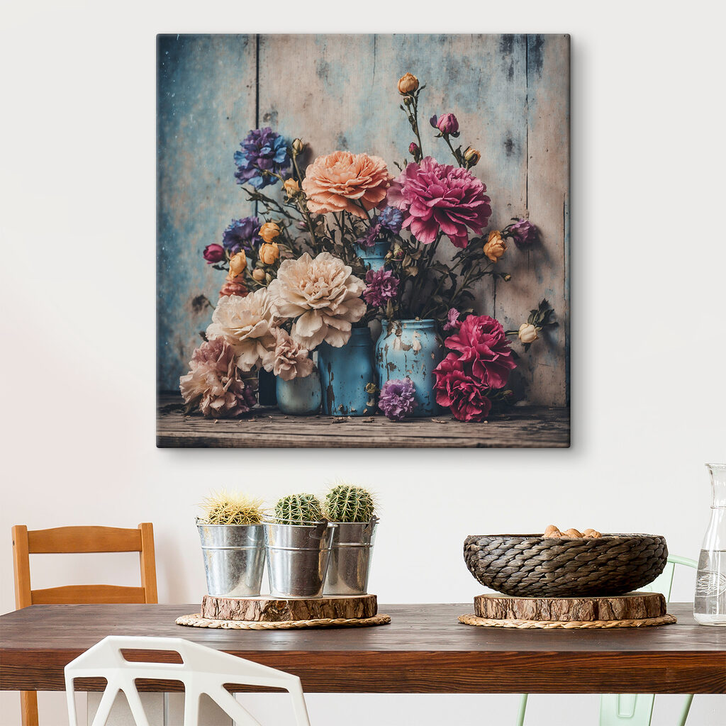 Sträuße in türkisfarbenen Vasen — Interieur 3
