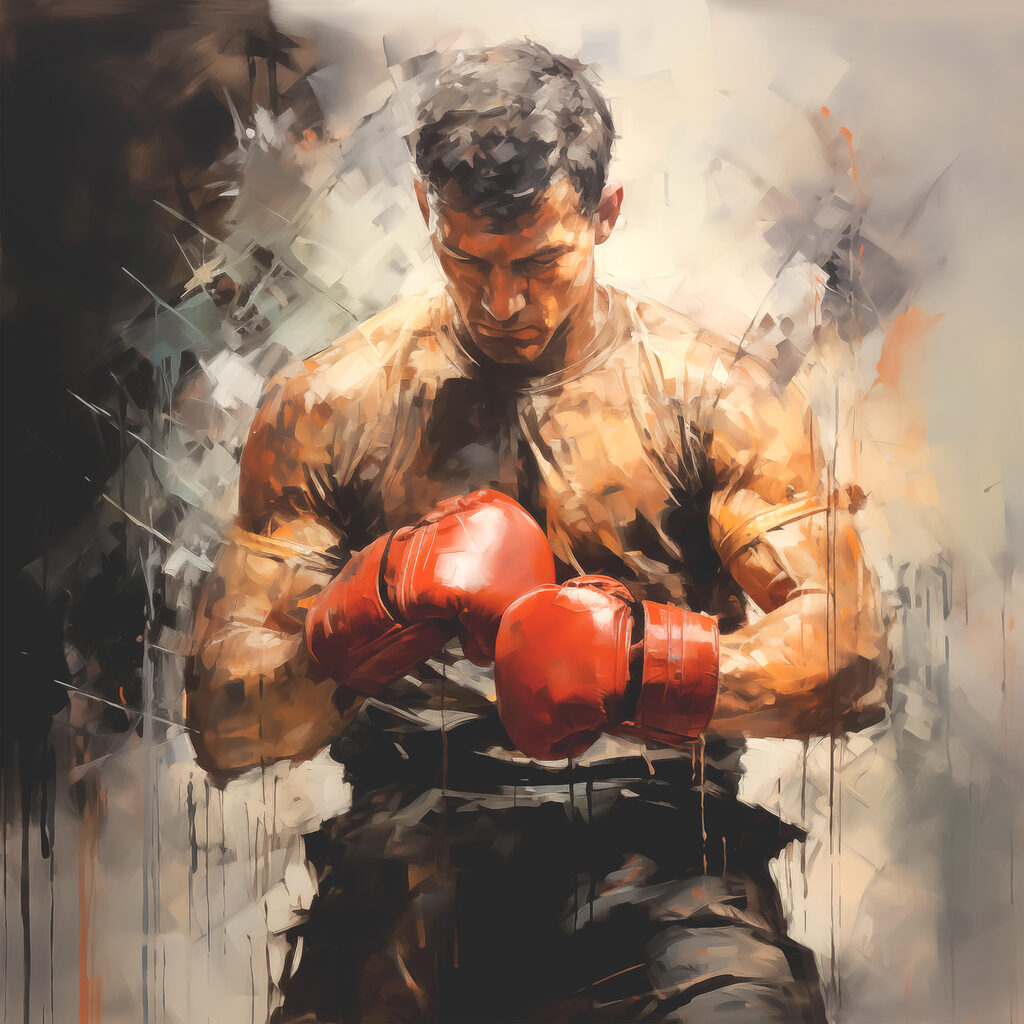 Boxer in warmen Schatten — ganzes Design