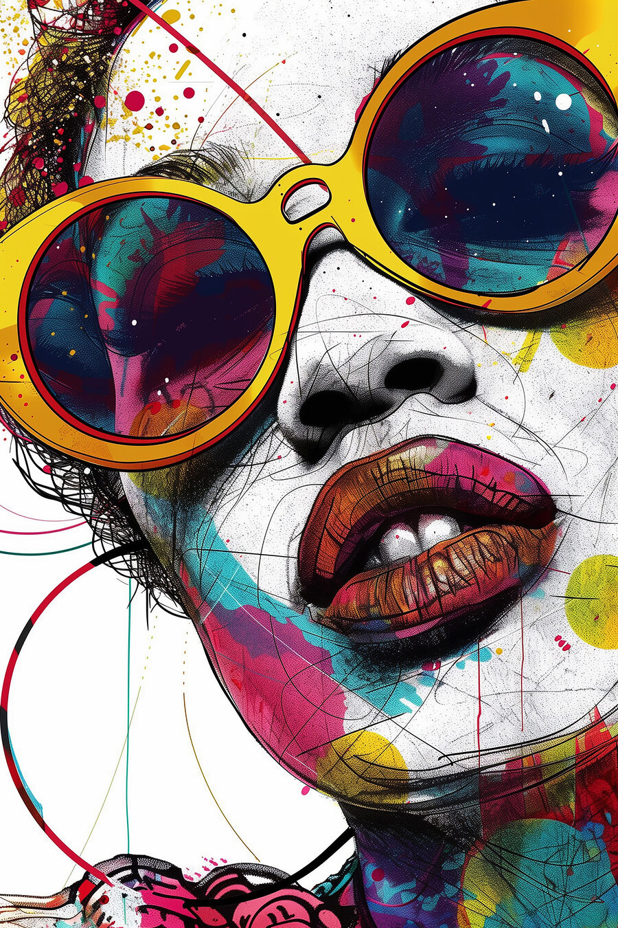 Große runde Sonnenbrille — ganzes Design