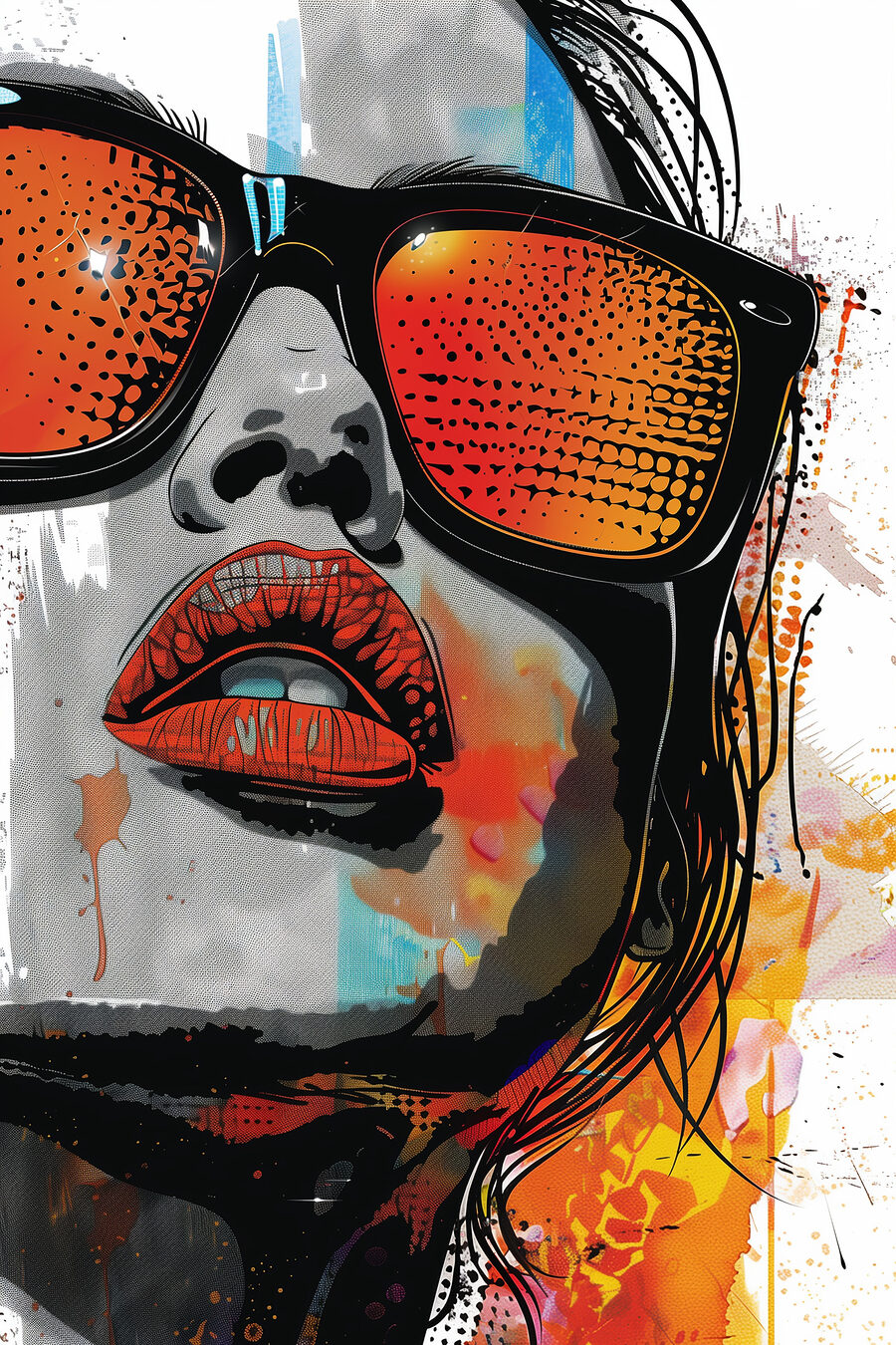 Sonnenbrille mit orangefarbenen Reflexen — ganzes Design