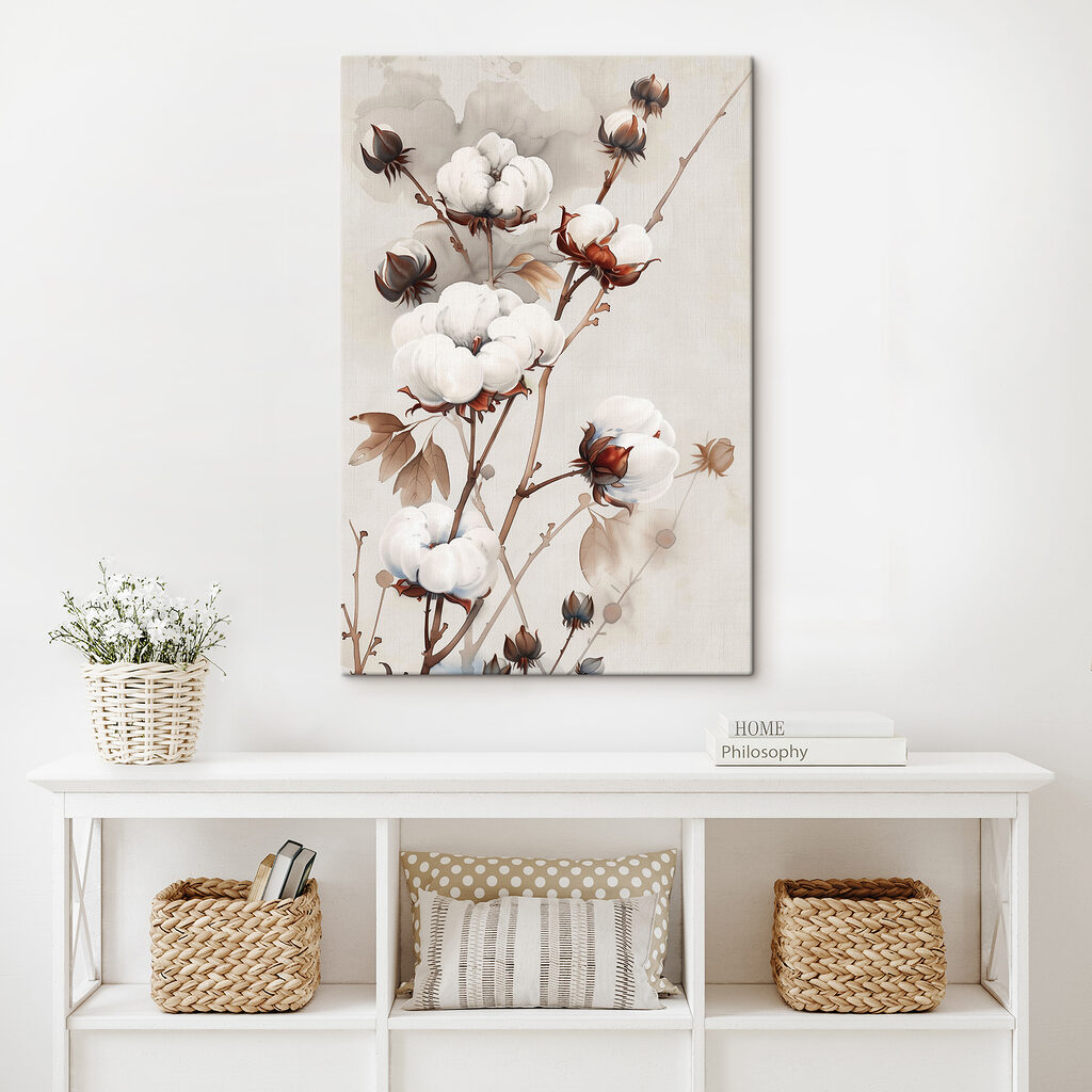 Baumwollzweige in zartem Beige — Interieur 2