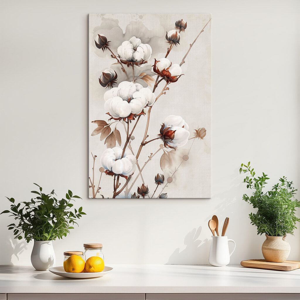 Baumwollzweige in zartem Beige — Interieur 1