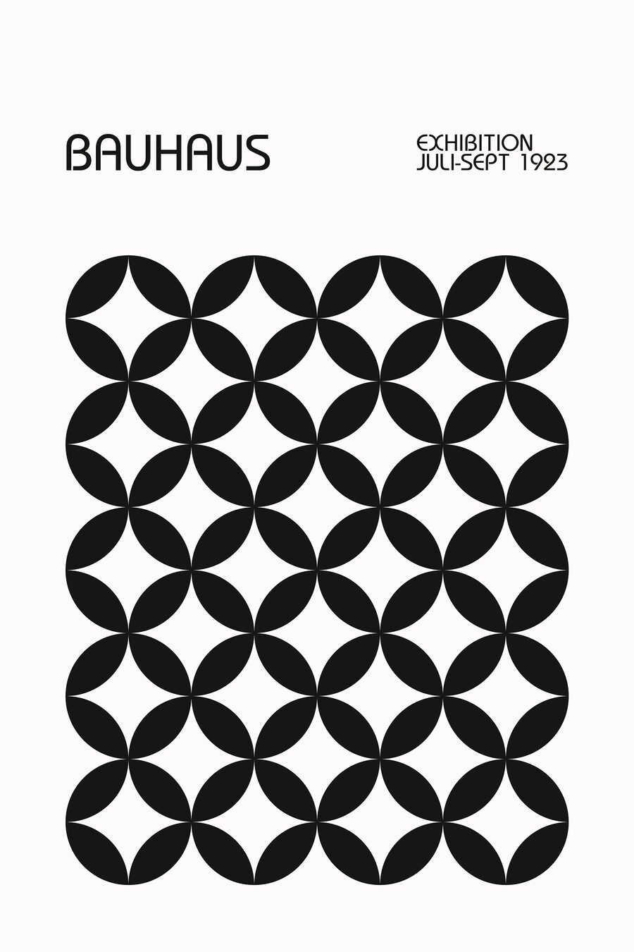 Bauhaus mit schwarzem Blütenmuster — ganzes Design