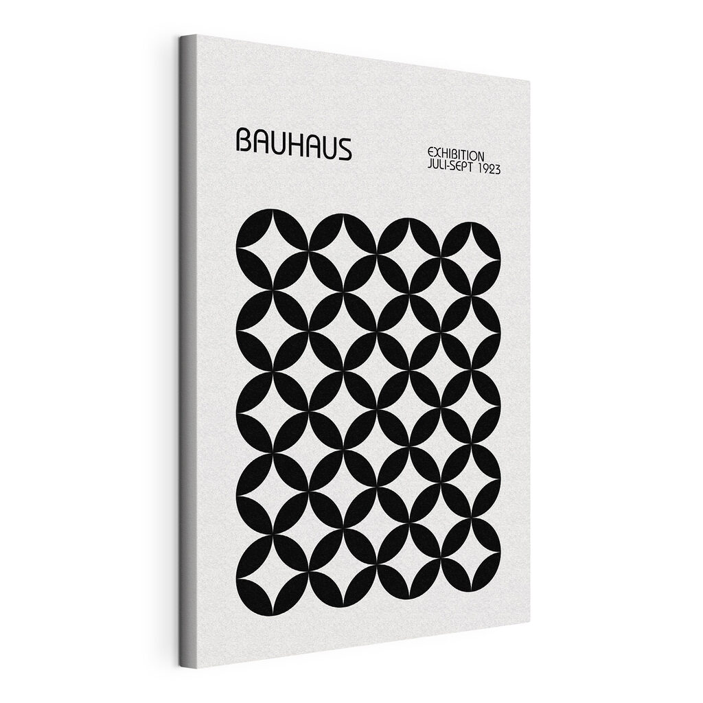 Bauhaus mit schwarzem Blütenmuster, gespannte Leinwand mit umlaufender Kante