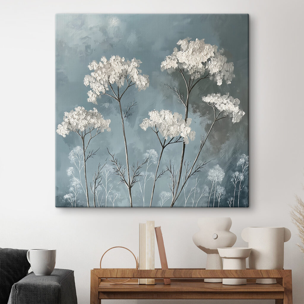 Weiße Doldenblüten auf Grau — Interieur 1