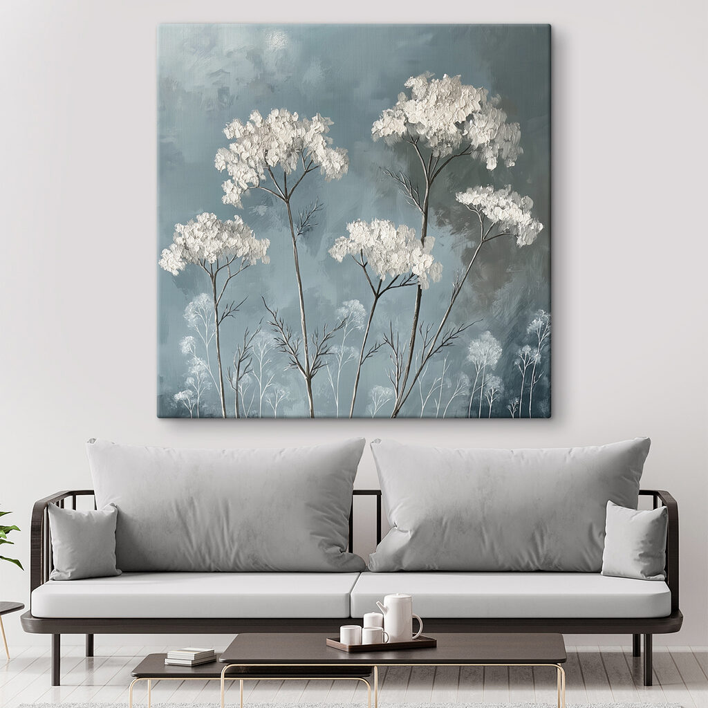 Weiße Doldenblüten auf Grau — Interieur 2