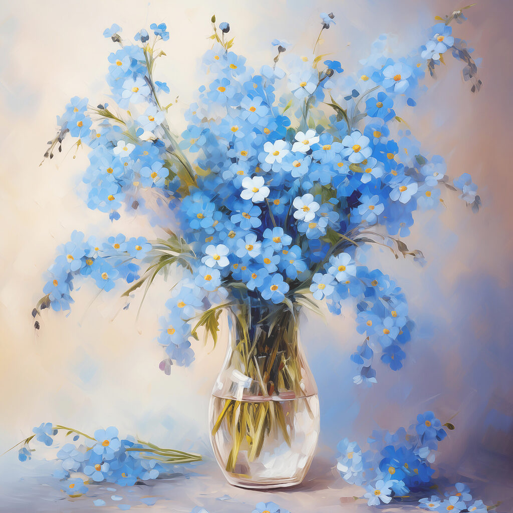 Vergissmeinnicht in der Vase — ganzes Design