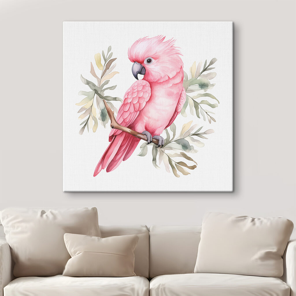 Rosa Kakadu zwischen Graugrün — Interieur 2