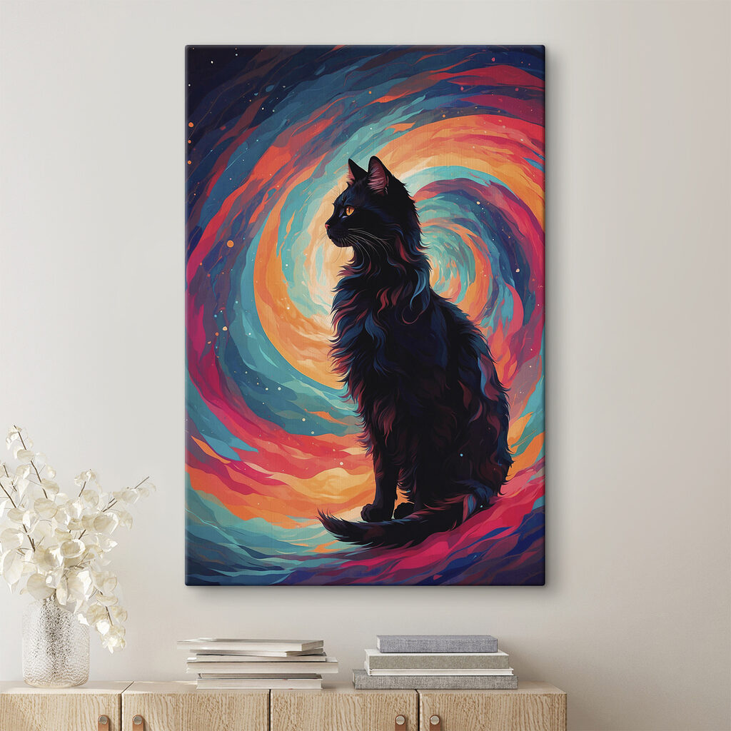 Schwarze Katze im Farbwirbel — Interieur 2