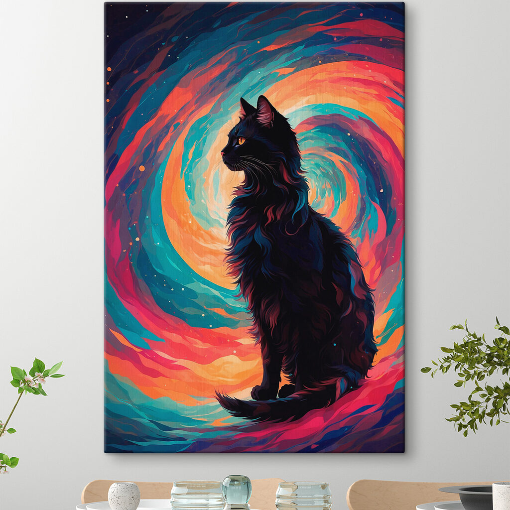 Schwarze Katze im Farbwirbel — Interieur 3