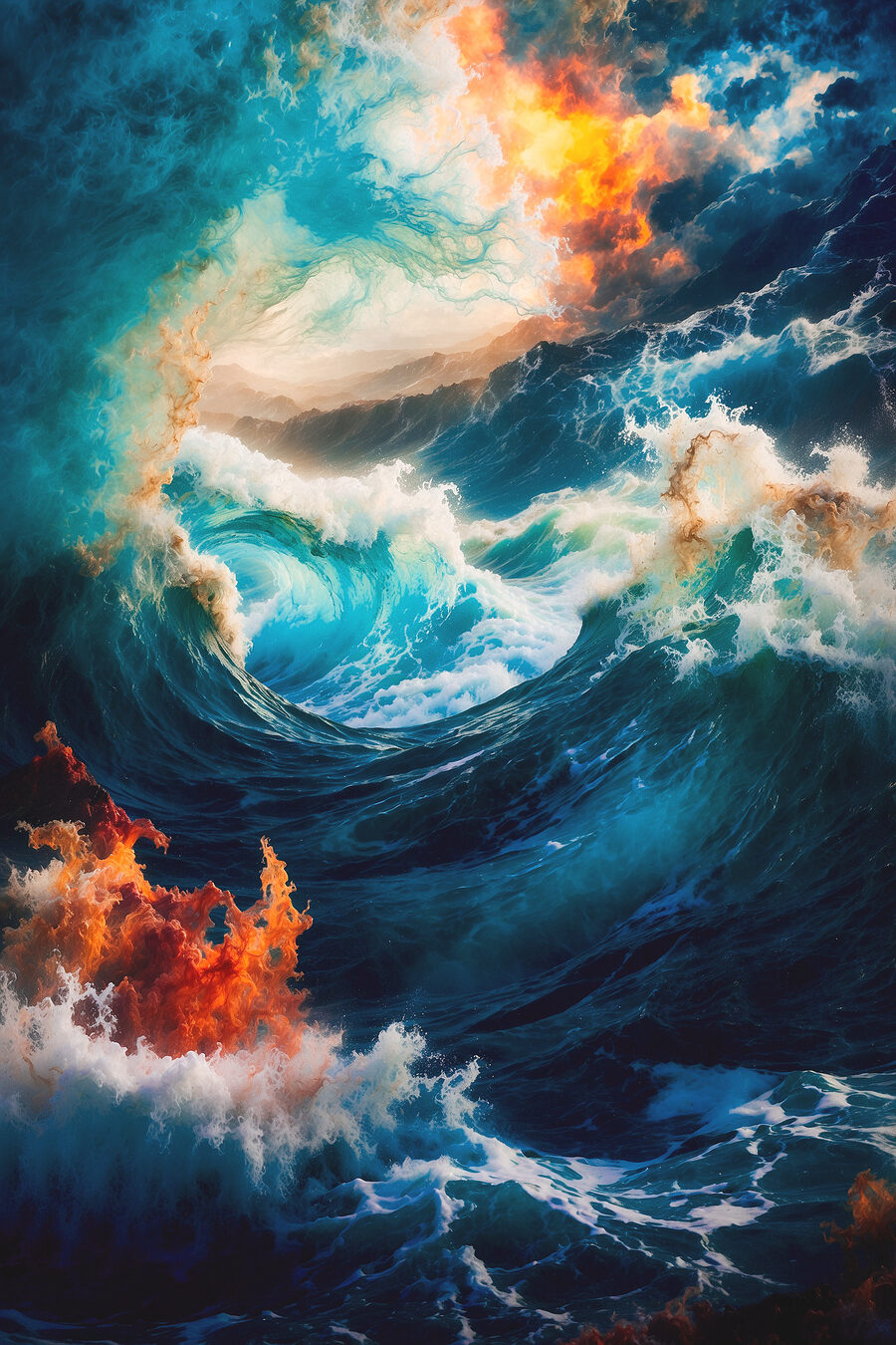 Eine Welle im Feuerlicht — ganzes Design