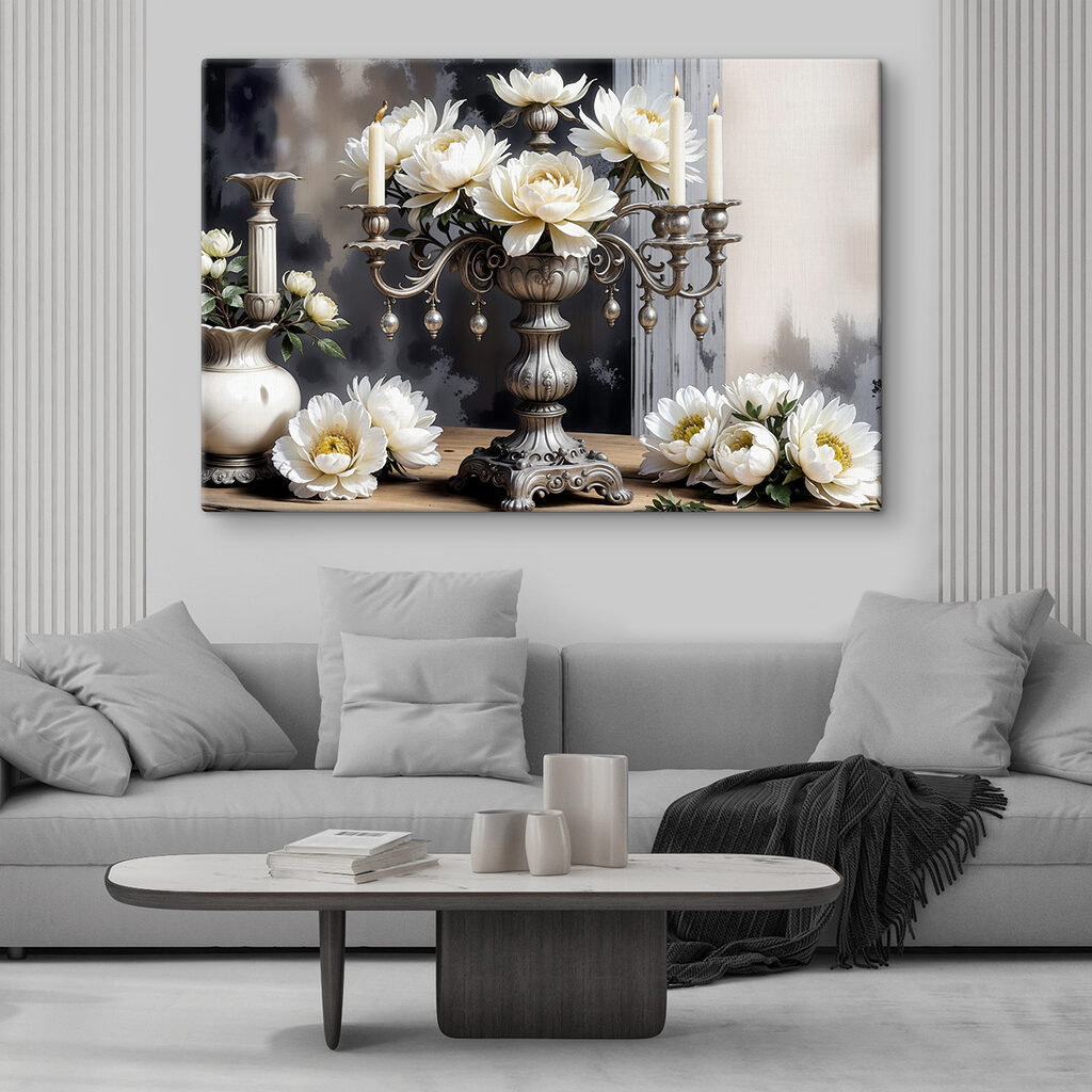 Weiße Lotusblüten im Kerzenlicht — Interieur 1