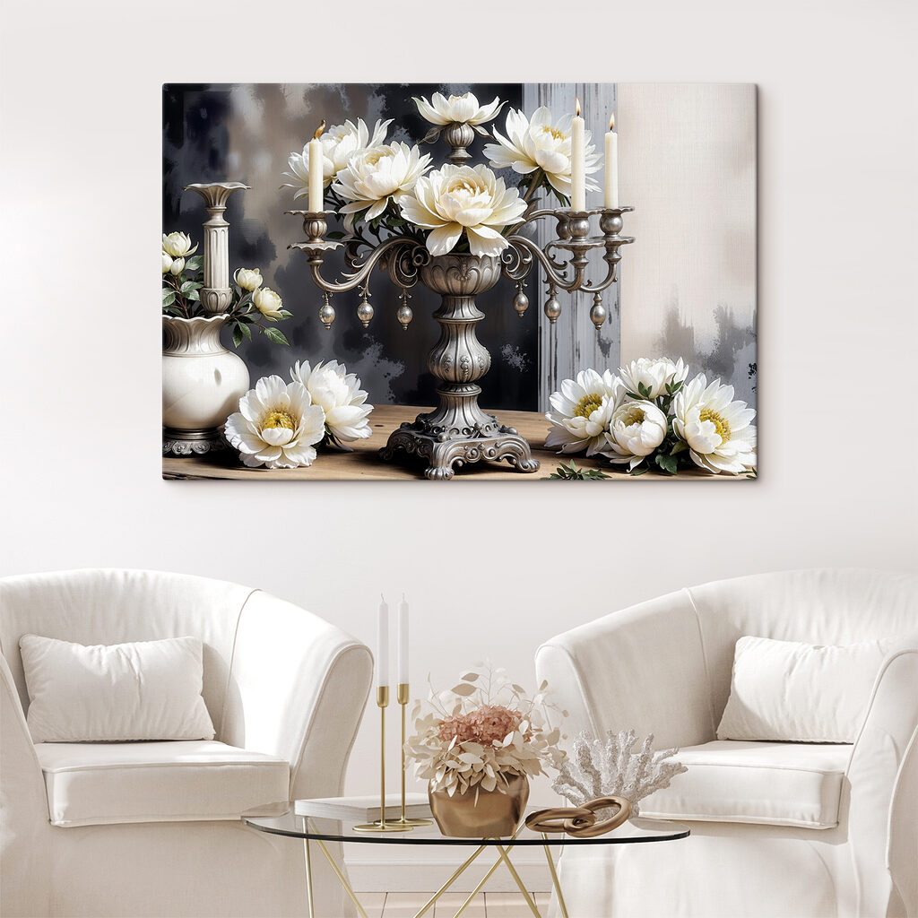 Weiße Lotusblüten im Kerzenlicht — Interieur 2