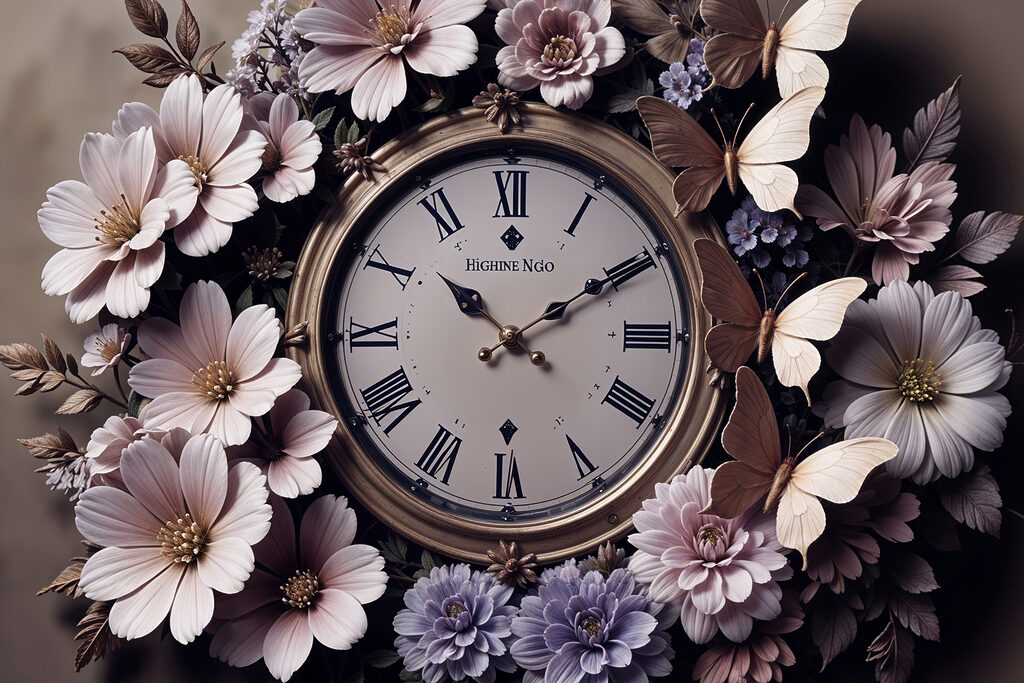 Blumenkranz um die Zeit — ganzes Design