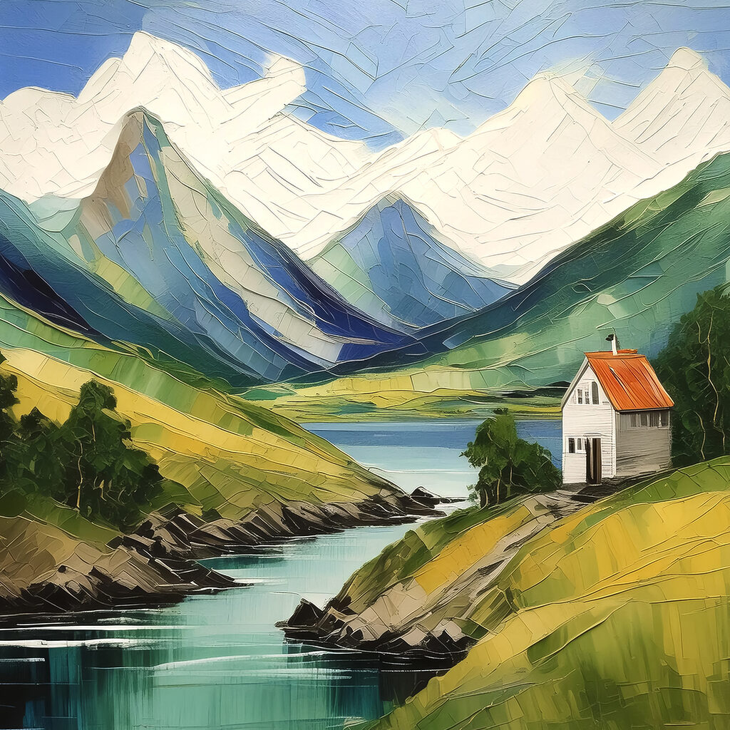 Kapelle über türkisfarbenem Wasser — ganzes Design