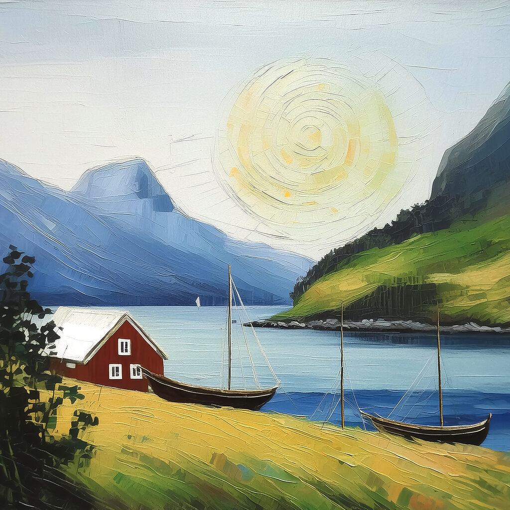 Rotes Haus am Fjord — ganzes Design