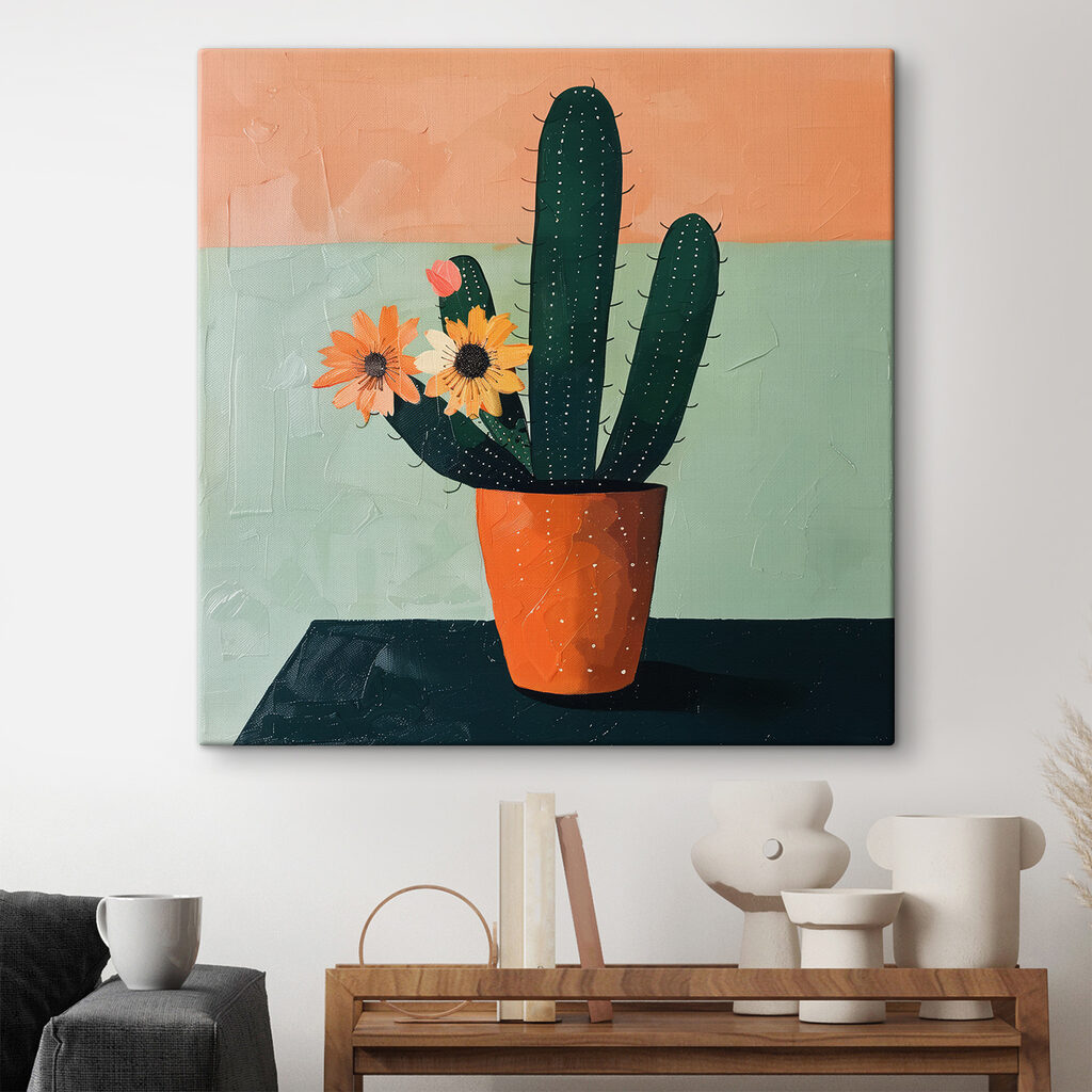 Kaktus mit orangefarbenen Blüten — Interieur 2