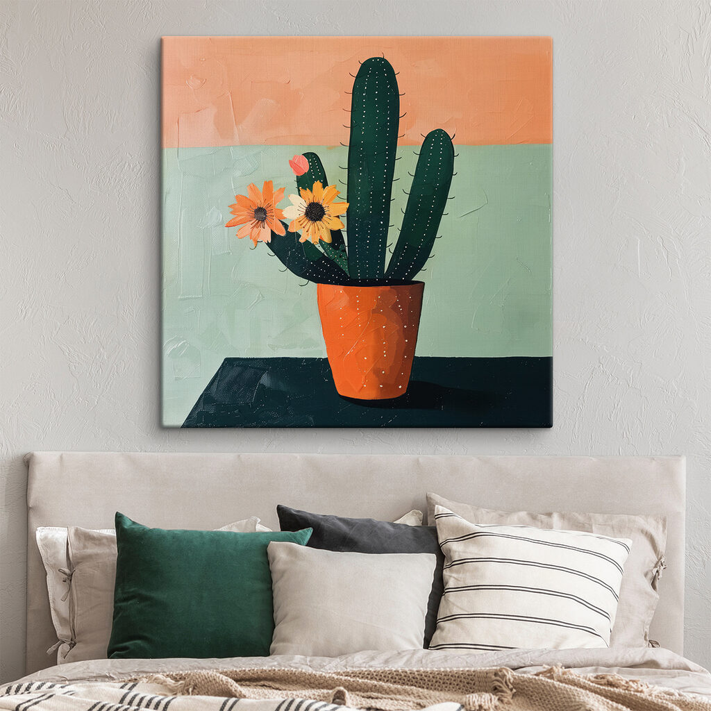 Kaktus mit orangefarbenen Blüten — Interieur 1