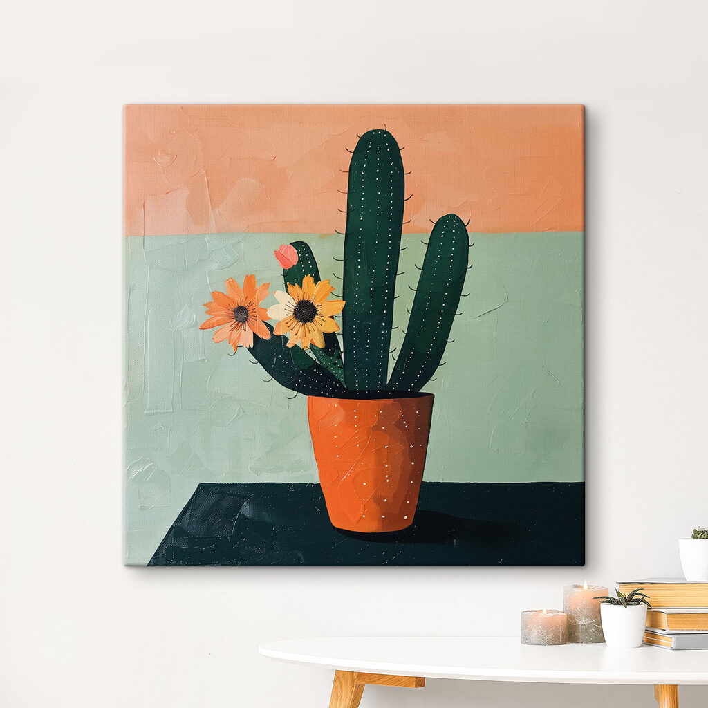 Kaktus mit orangefarbenen Blüten — Interieur 3
