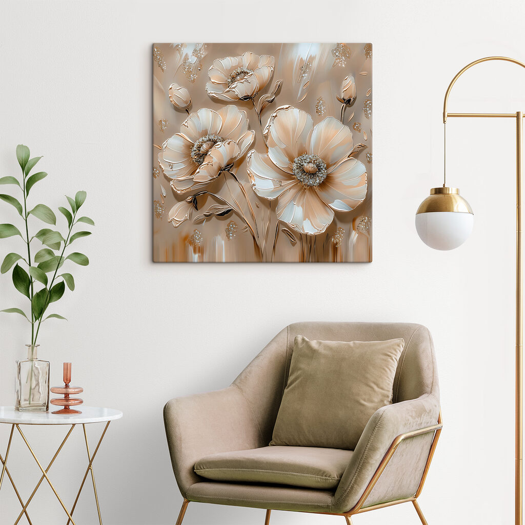 Weiße Blüten auf Sandbeige — Interieur 2