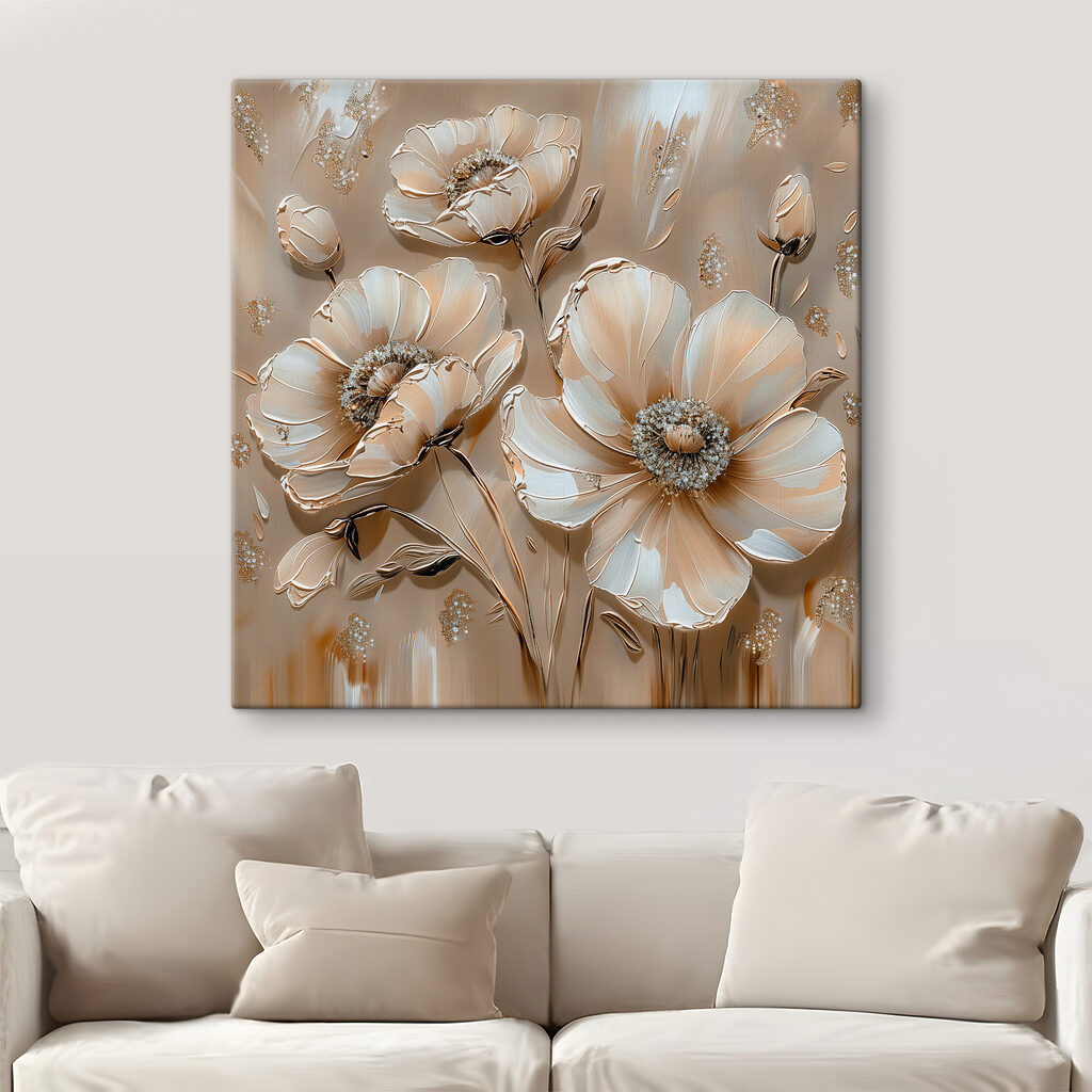 Weiße Blüten auf Sandbeige — Interieur 3
