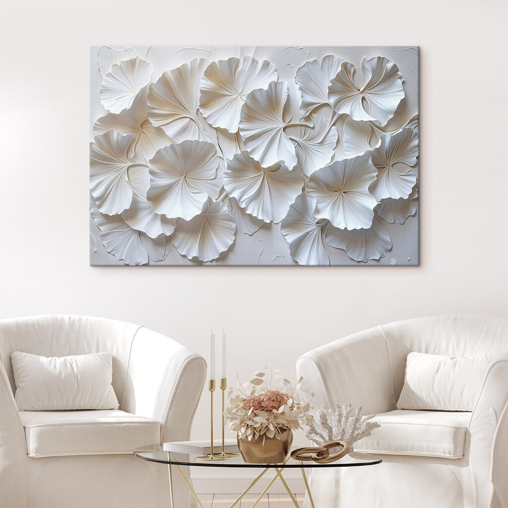 Ginkgoblätter in sanftem Weiß — Interieur 1
